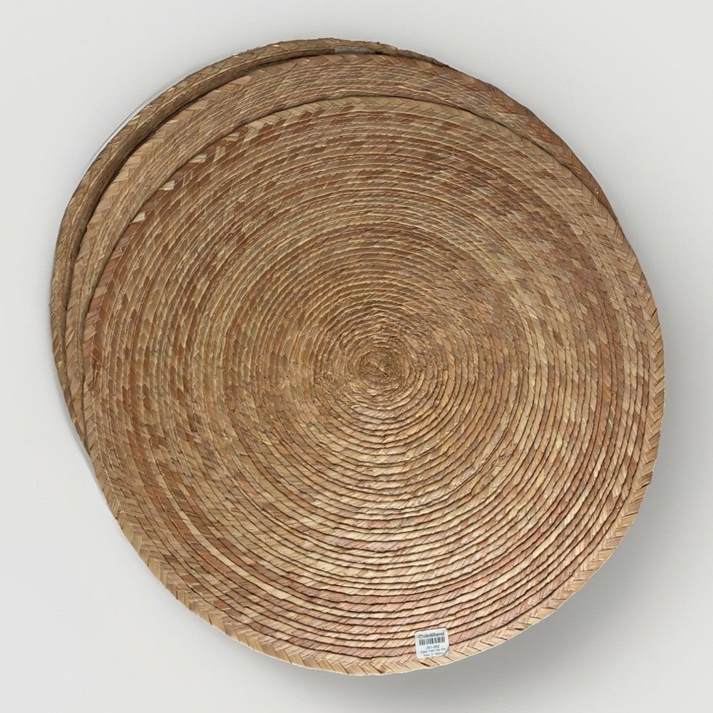 Crate & Barrel VTG Fiesta Palm Natural Woven Jute Placemats Set 4 - 16" Round - Picture 11 of 11